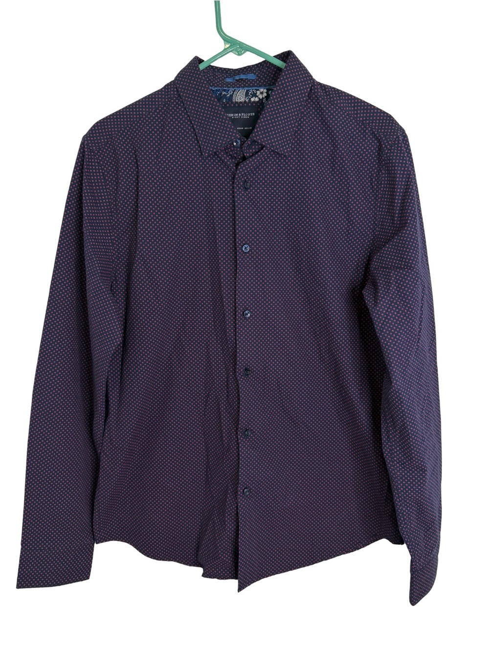 3/$20 Denim & Flower Micro Print Long Sleeve Button Down Shirt Size Medium